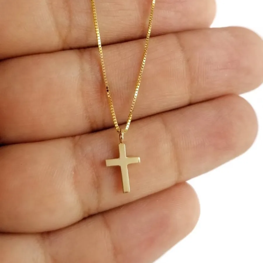 Authentic Cross chain pendant minimalist Christian necklace elegant yet casual pendant necklace box chain gift for her