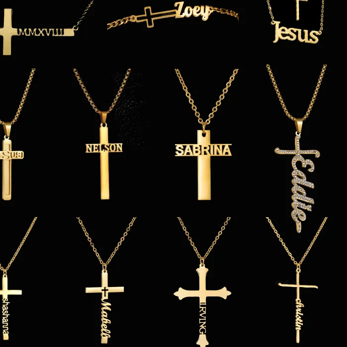 Authentic Nextvance Customized Cross Name Necklace Choker Personalized Nameplate Jesus Pendant For Women Men Jewelry Gifts