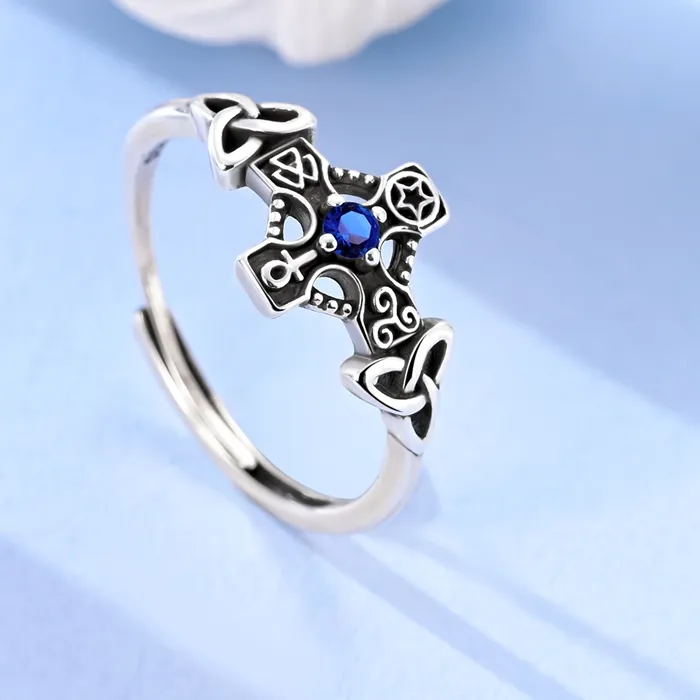 Authentic The Eternal Weaver: Sterling Silver Celtic Knot Cross Ring