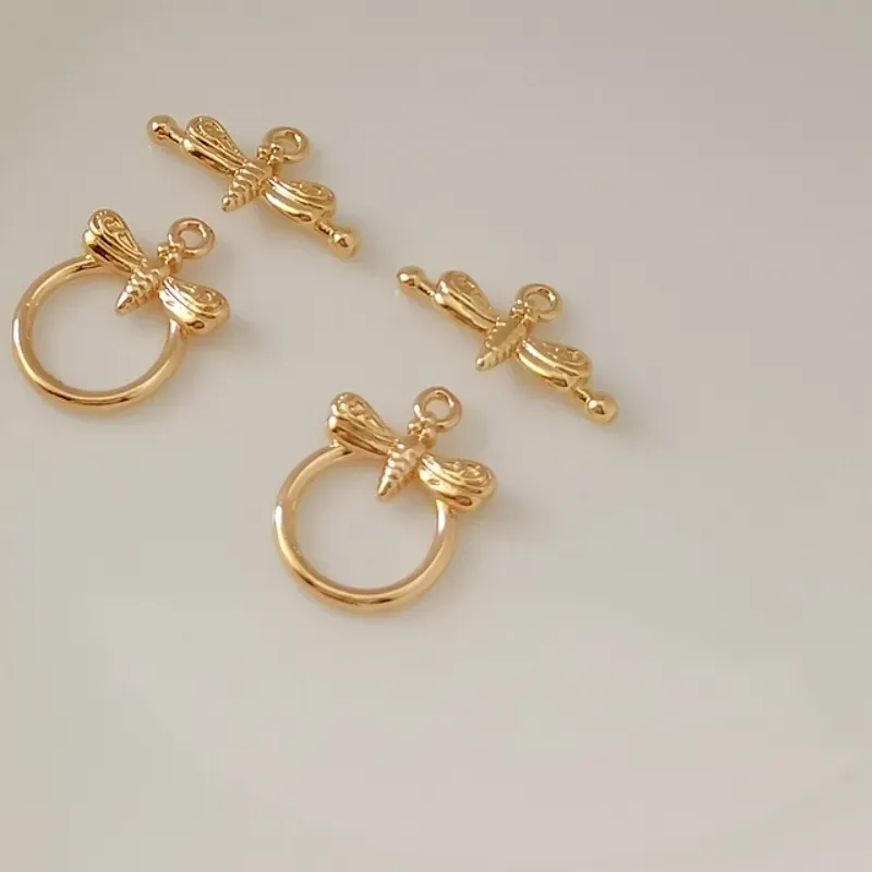 Authentic 14K Gold-plated Color-preserving Dragonfly OT Clasp Link Clasp Diy Handcrafted Bracelet Necklace Ending Clasp Accessory Chain