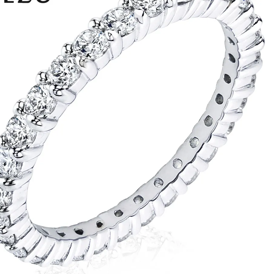 Authentic DEZO 2mm Moissanite Wedding Band Rings for Women 925 Sterling Silver 1ct Full Eternity Bands Simply Stackable Engagement Jewelry