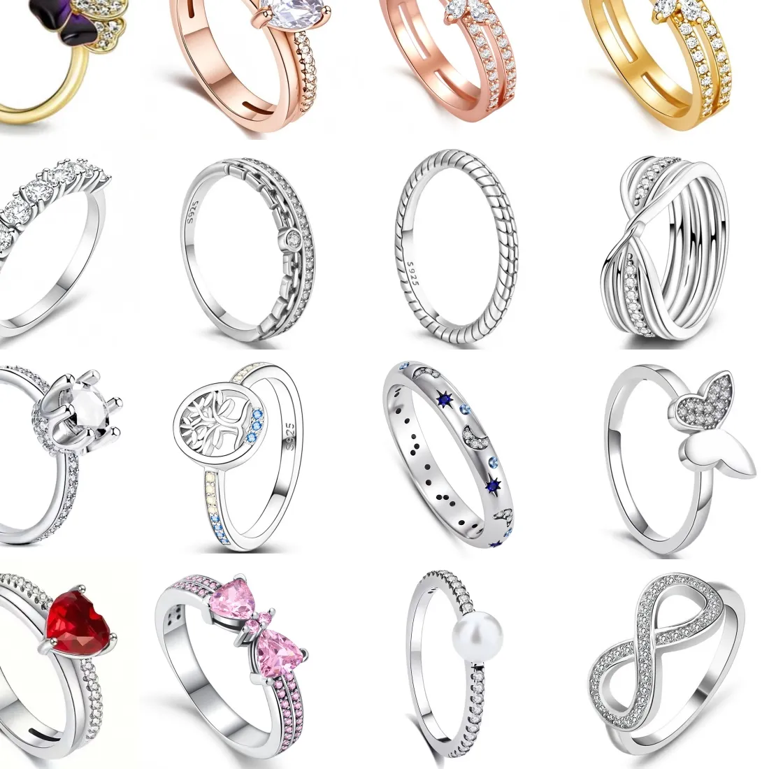 Authentic 2026 925 Sterling Silver Stackable Rings for Women Family Tree Butterfly Design Jewelry Wedding Ring
