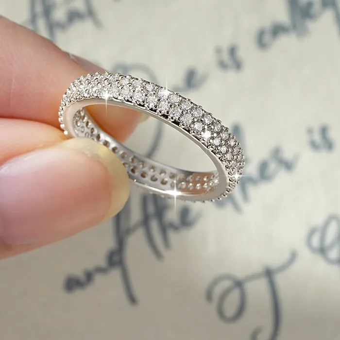Authentic The Golden Dual Radiance Moissanite Eternity Band