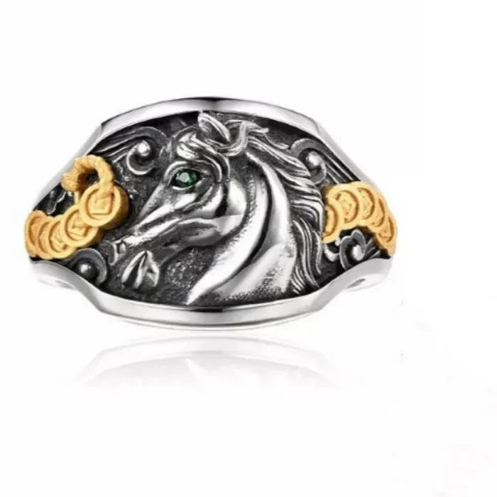 Authentic Money Comes Like Horses Ring High- End Design Rings Lucky Horse Year For Boyfriend Finger Jewelry Kofsac