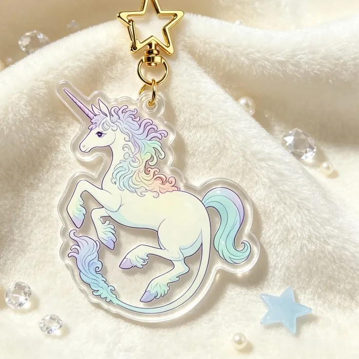 Authentic The Last Unicorn Acrylic Keychain Magical Galloping Unicorn Pendant Bag Fairy Tale For Animation Fans