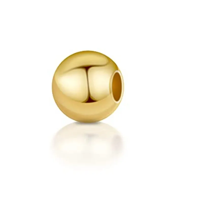 Authentic 200pcs 6mm 4K Gold Plated Beads, Long-Lasting Round Smooth Spacer Seamless spacer Ball Gold Beads for Necklace, Bracelet, Earri