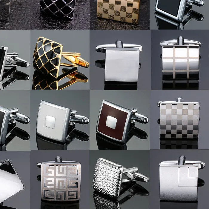 Authentic Cufflinks For Men Luxury Silvery Cuffs Retro Metal Cuff Links Mens French Square Button Shirts Business Jewelry Gift For Wedding
