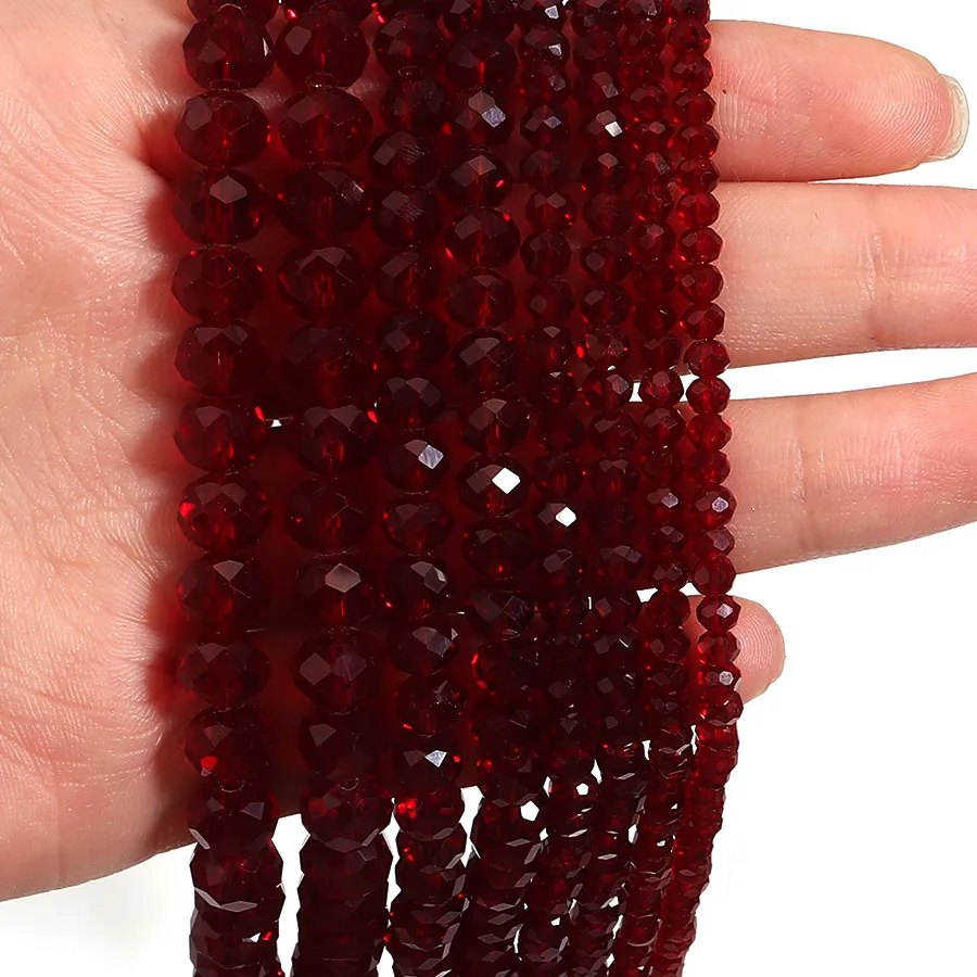 Authentic Strands of the Ruby Pomegranate: Faceted Crystal Abacus Beads