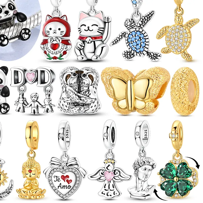 Authentic Charms Pendant Original 925 Sterling Silver Openable Closable Cat Nesting Doll Lucky Cat Beaded Fit Bracelet DIY Women Jewelry