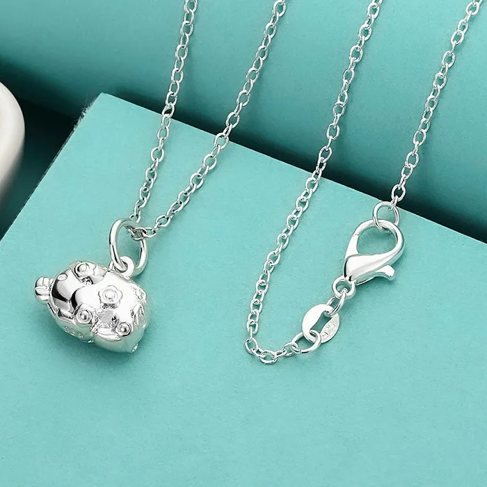 Authentic Prosperity Porcine Pendant: 925 Silver Wealth Pig Necklace for Divine Abundance