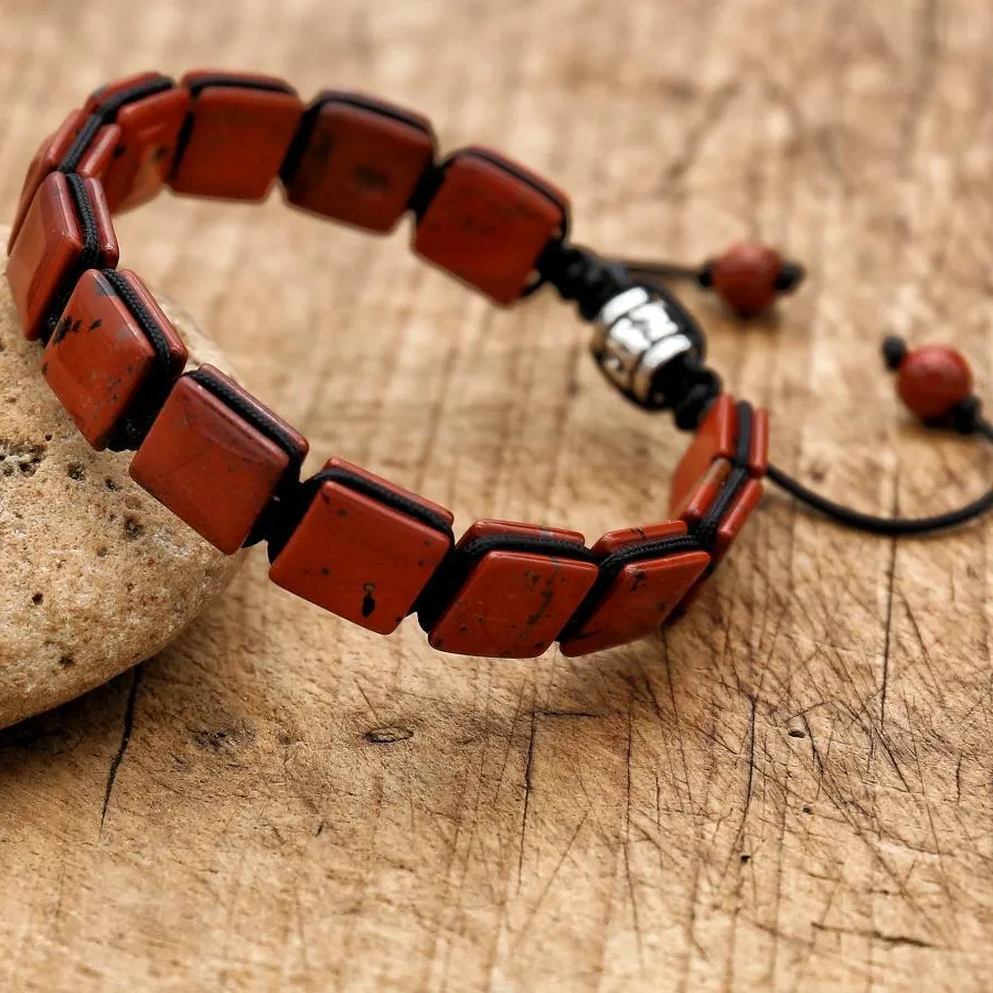 Authentic The Crimson Anchor: Hand-Braided Red Jasper Root Chakra Talisman