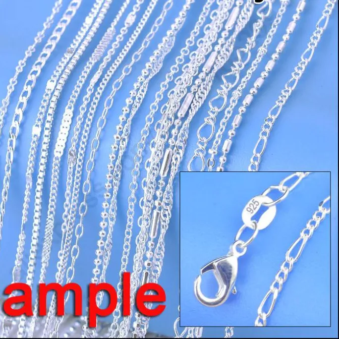 Authentic Jewelry Sample Order 20Pcs Mix 20 Styles 18" Genuine 925 Sterling Silver  Link Necklace Set Chains+Lobster Clasps SW