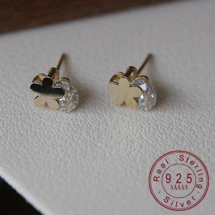 Authentic Eternal Bloom Solitaire Zircon Amulets - Radiant Gold-Plated Sacred Geometry Earrings