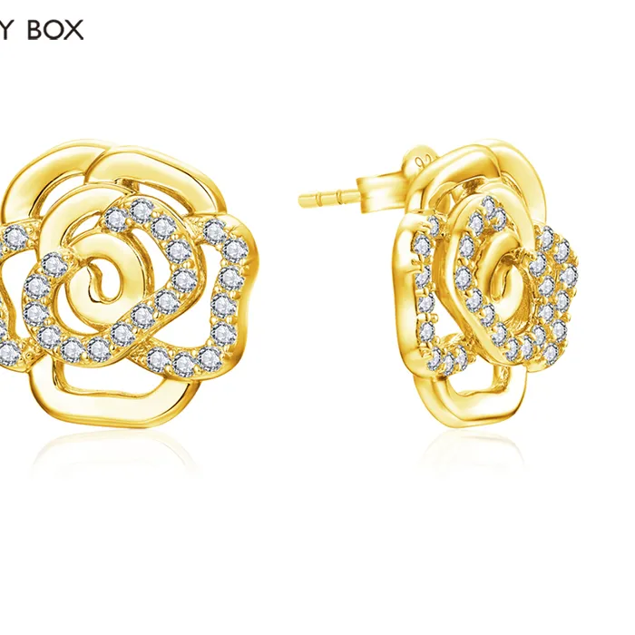 Authentic MINTYBOX Moissanite Diamond Stud Earrings for Women S925 Sterling Sliver 18k Gold Plated Flower Wedding Engagement Fine Jewelry