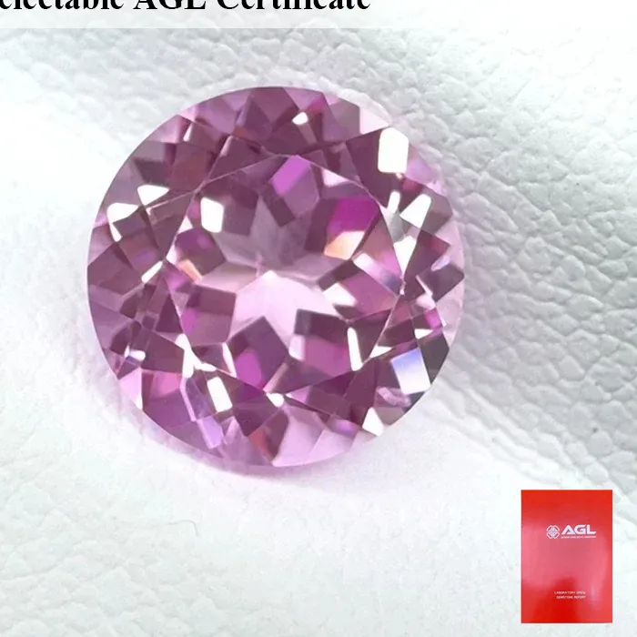 Authentic Lab Grown Sapphire Pink Color Round Shape Agl Certificate Bead For Diy Jewelry Making Bracelet Materials Selectable