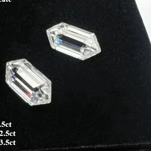 Authentic Moissanite Stone D Color Long Hexagon Shape Special Cut Lab Grown Gemstone for DIY Charms Jewelry Making with Certificate