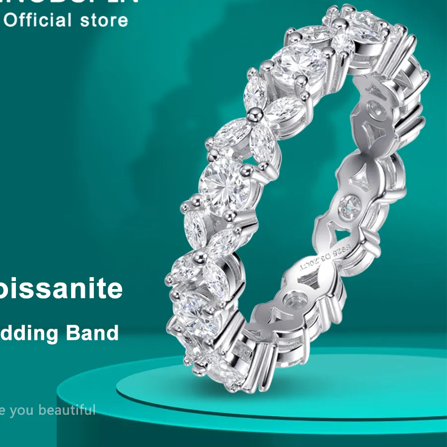 Authentic KNOBSPIN Moissanite Eternity Band Rings for Women Jewelry GRA Certified D Color VVS1 Lab Grow Diamond s925 Sterling Silver Ring