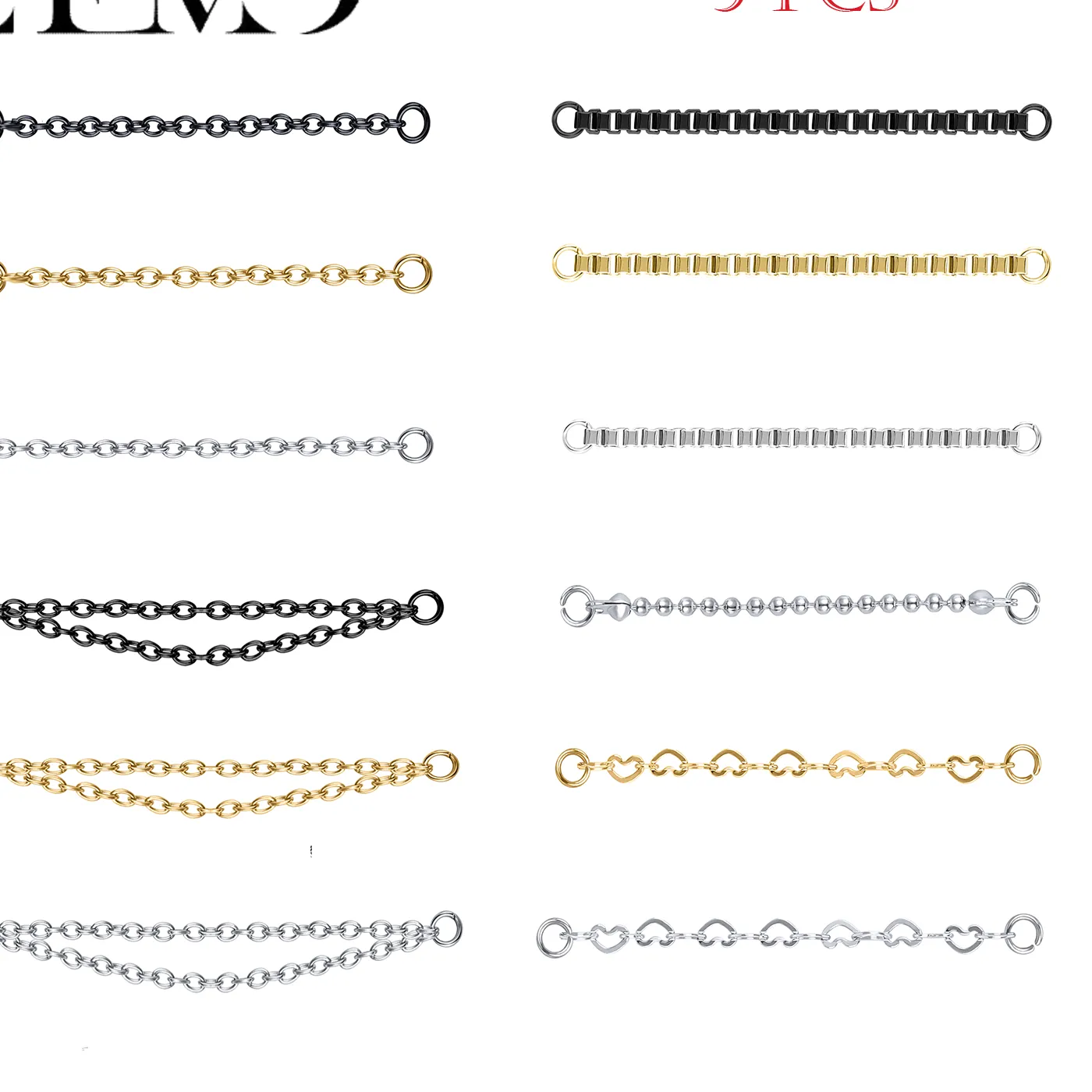 Authentic ZEMO 5PCS Stainless Steel Nose Chain Tassel Nostril Bridge Piercings Heart Ear Helix Chains Accessories Jewelry 32/35/40/45/50MM