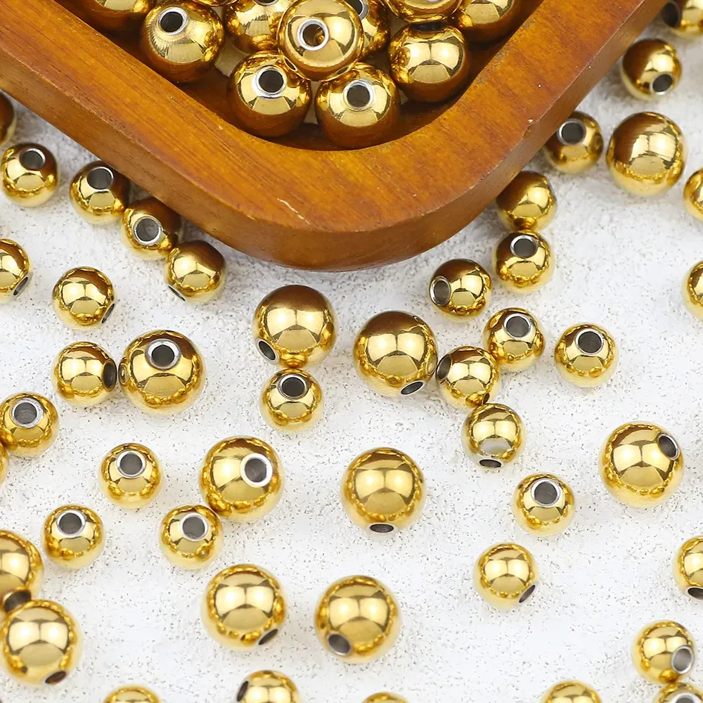 Authentic 3/4/5/6/8MM Round Loose Spacer Beads Ball for Jewelry Making Necklaces Bracelets DIY Decorative Accessories