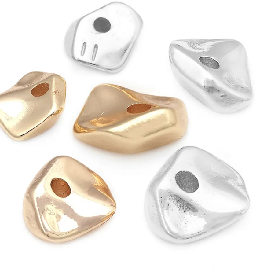 Authentic 18K Gold Color Irregular Bracelets Beads Spacer Beads High Quality Jewelry Making Necklace Earrings