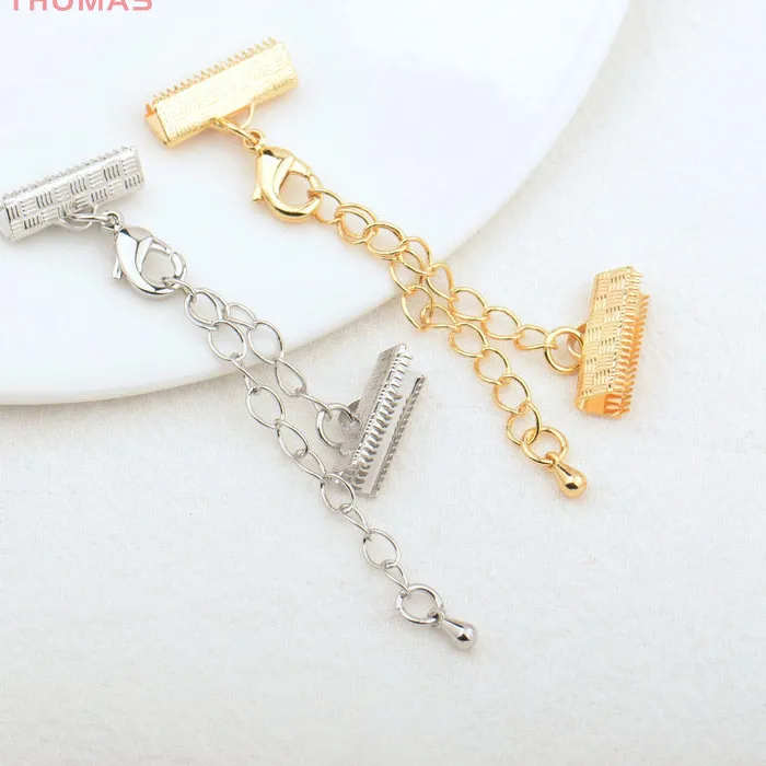 Authentic (3974)6PCS 6MM 10MM 24K Gold Color Ends Fastener Clasps Cord or Ribbon Connect Clasps High Quality Jewelry Making Findings