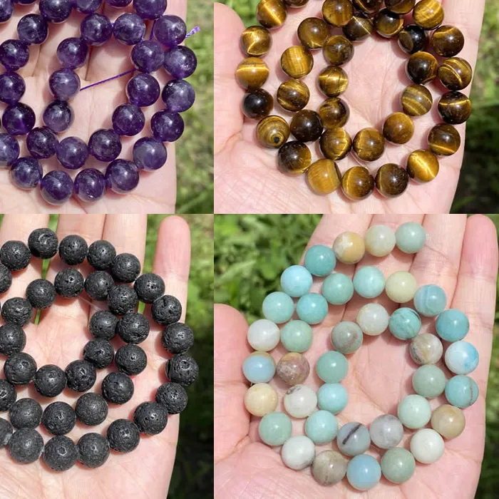 Authentic Celestial Beads Tiger Eye, Amethyst, And Luminous Pearl Array