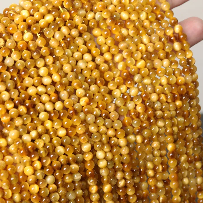 Authentic Natural Golden Tiger Eye 4mm Loose Beads, Tiger Eye Stone Round Beads for DIY Bracelet & Jewelry Making