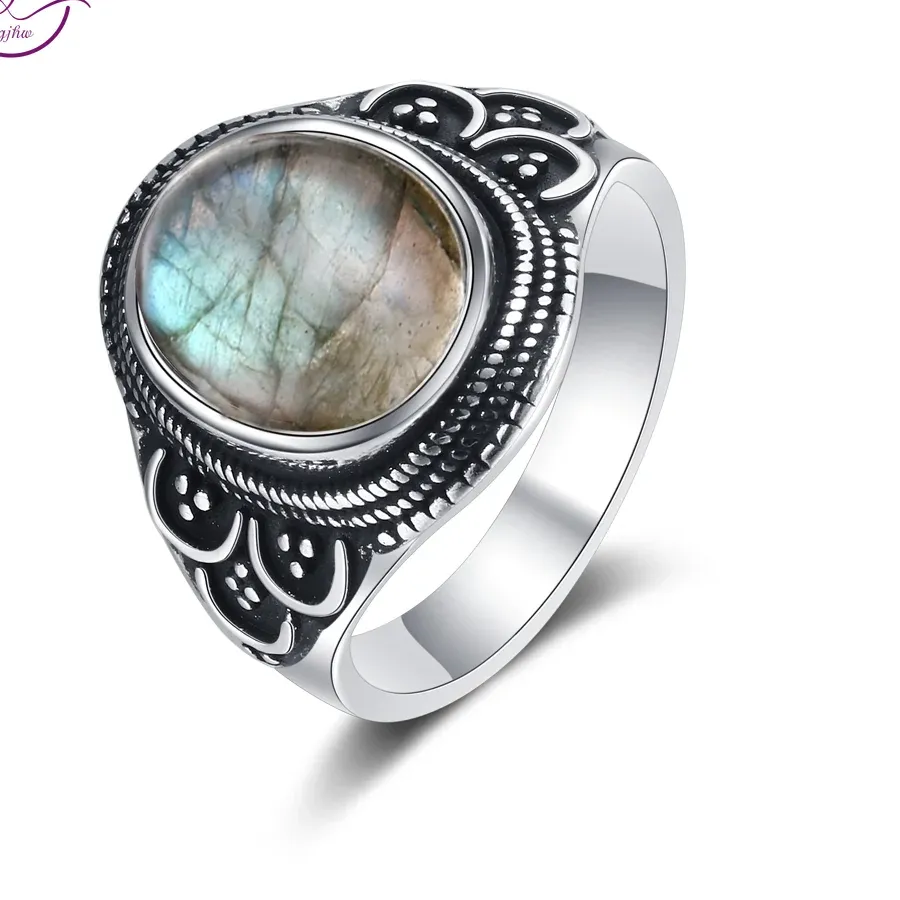 Celestial Vision Labradorite and Tiger Eye Oracle Ring - Sacred Protection Band