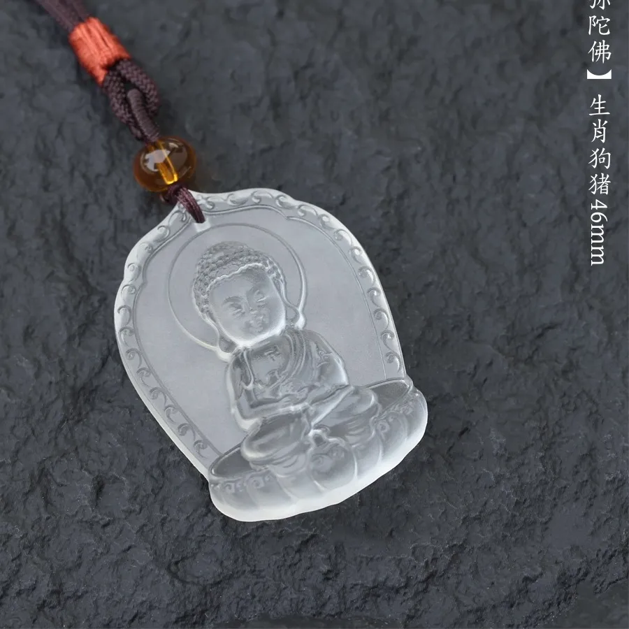 Authentic Sacred Zodiac Protector Frosted Crystal And Gold- Plated Buddha Amulet