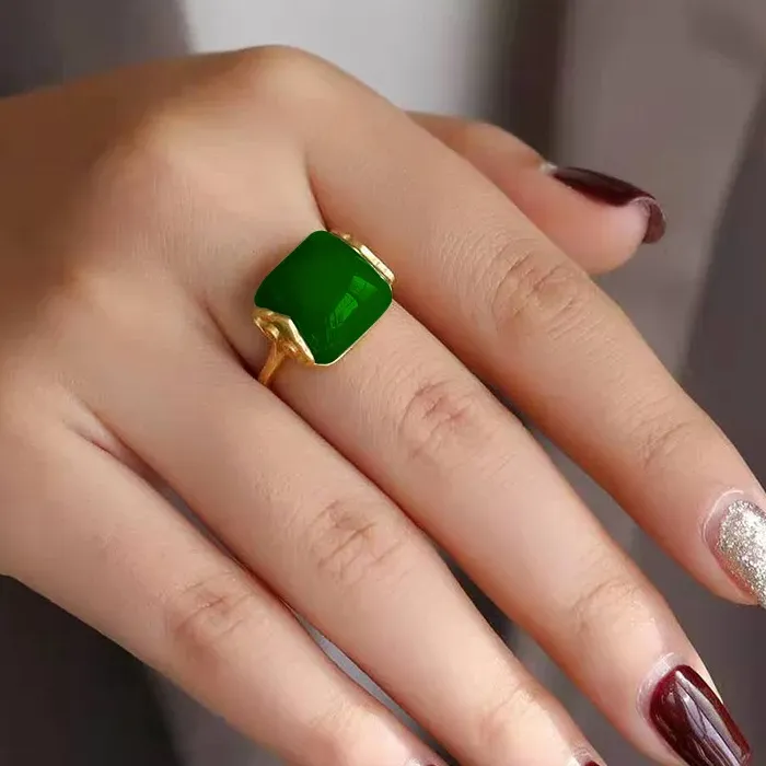 Authentic Natural Hetian Jade Ring Jewelry Lucky Chalcedony for Amulet Women Gifts