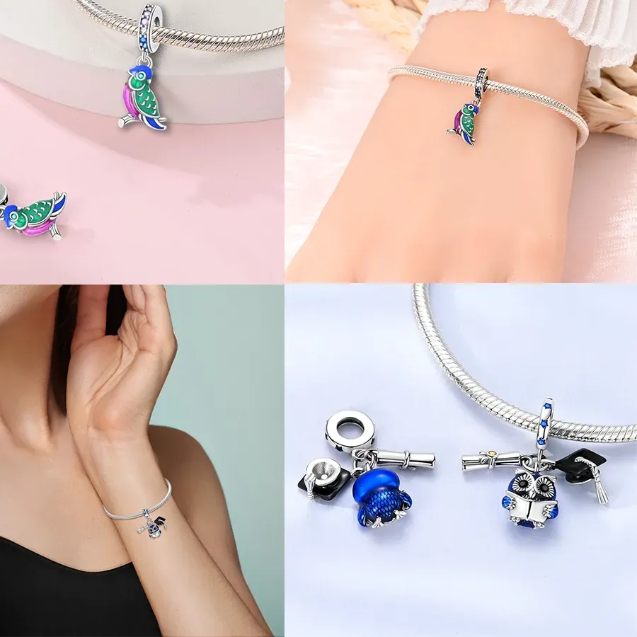 Authentic Charms Plata 925 Originales Owl Penguin Turtle Beads For Charms 925 Sterling Silver Bracelet Beads Jewellery Making