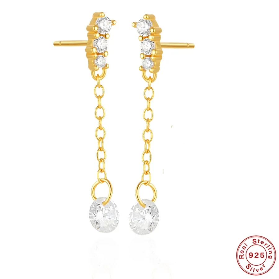 Authentic AIDE Plata 925 Sterling Silver Zircon Tassel Earring for Women Statement Drangles Earrings For Mother Girlfriend Fine Jewelry