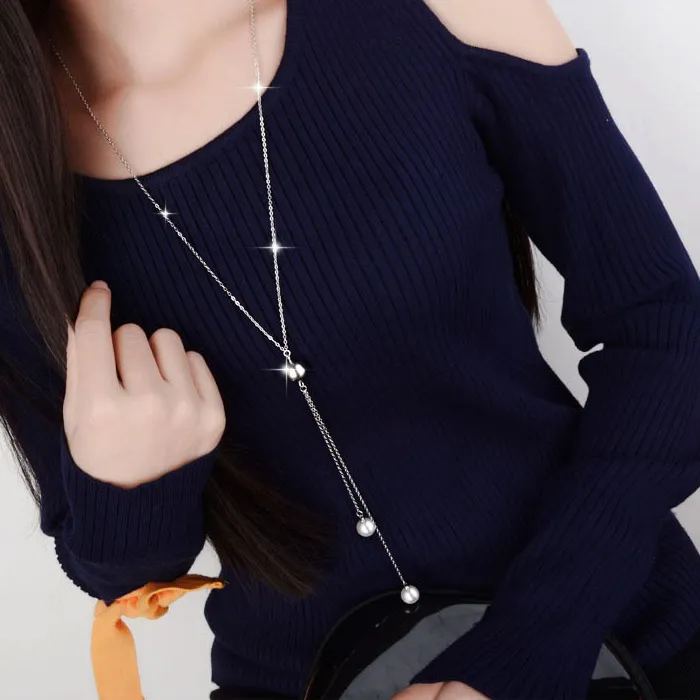 Authentic Whispers of Serenity: Sterling Plata Charm Long Sweater Chain Choker for the Soul
