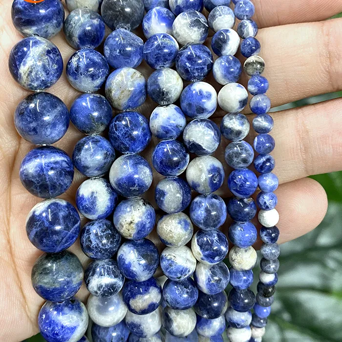 Authentic Celestial Deep-Sea Blue Sodalite Sacred Spheres 15-Inch Strand