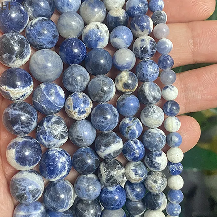 Authentic Blue Sodalite Gem Arrival Round Loose Beads Natural Stone For DIY Jewelry Making Bracelet Accessories 4 6 8 10 12MM