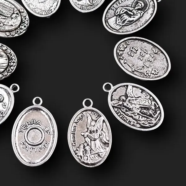 Authentic Vintage Christian Tag Pendants, Terra of Fatima Charms, Lourdes Charms, St. Francis Charms,St.Michael Charms, Holy Cup Charms,