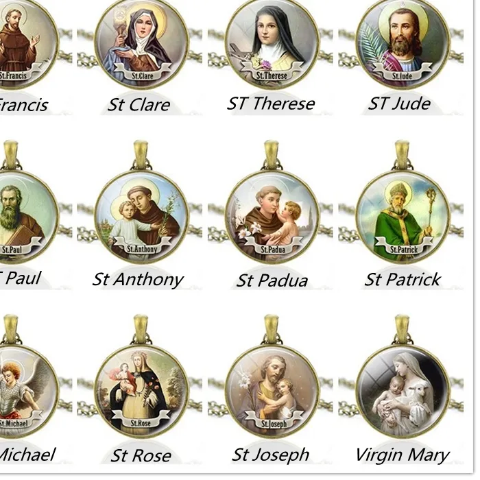 Authentic St Francis Patrick Michael Virgin Mary Necklace Christian Saint Pendant Necklace Religion Jewelry Gifts