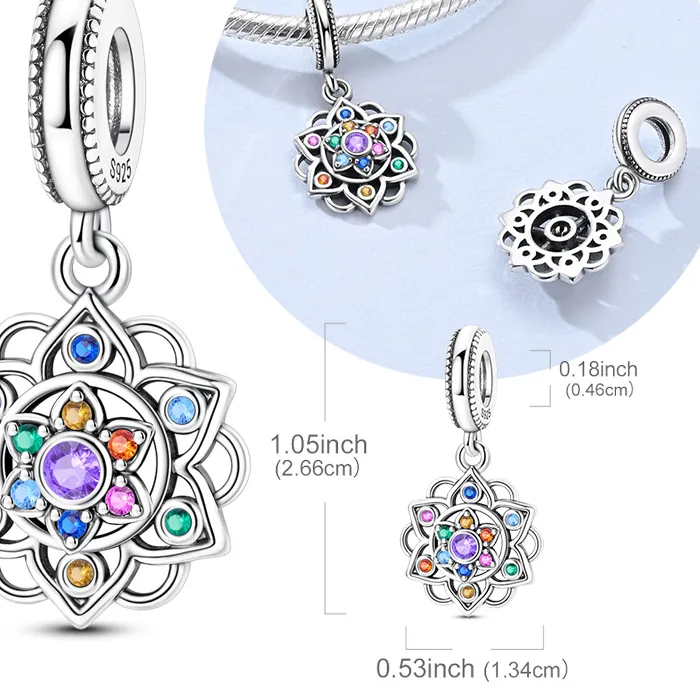 Authentic Original 925 Sterling Silver Charm Bead Rotatable Lotus Pendant Fit Original Bracelet Necklace For Women DIY Jewelry