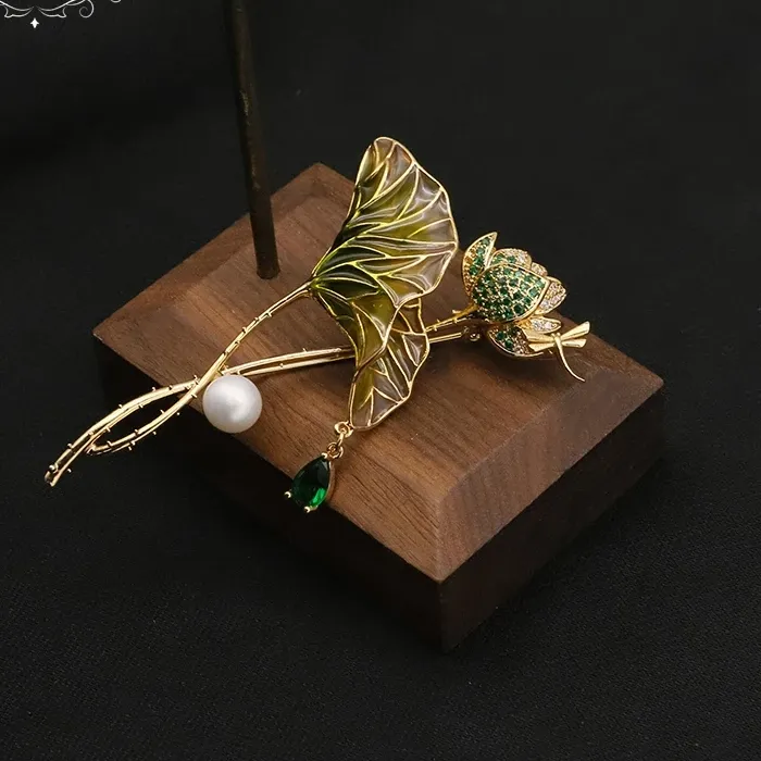 Authentic Golden Lotus Talisman Brooch Guardian Of Purity And Abundance