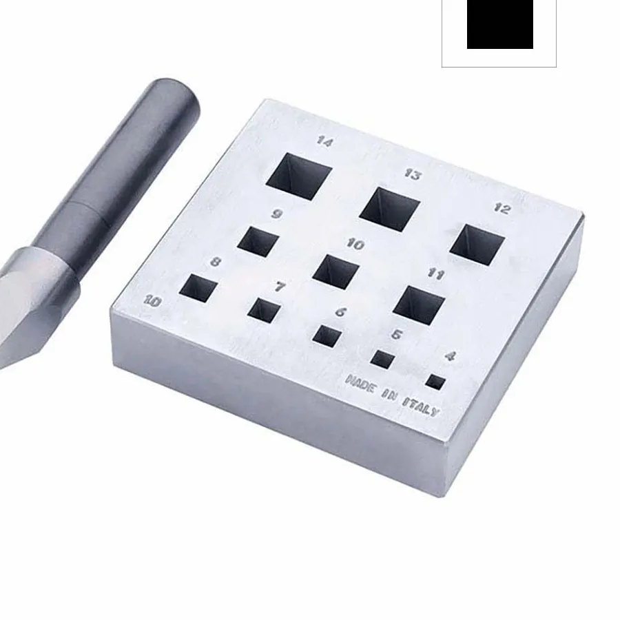 Authentic Italy OMO Square Bezel Forming Block 11 Holes 4mm-14mm 17 Degree Hardened Tempered Steel With Punch for Jewelry Bezel Making