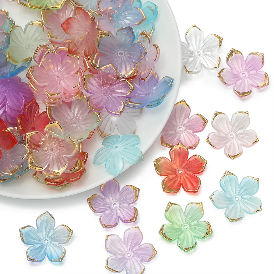 Authentic 50pcs/lot 23x24mm Acrylic Flower Petals Loose Spacer Beads For Jewelry Making Diy Necklace Bracelet Earring Handmade Accessories