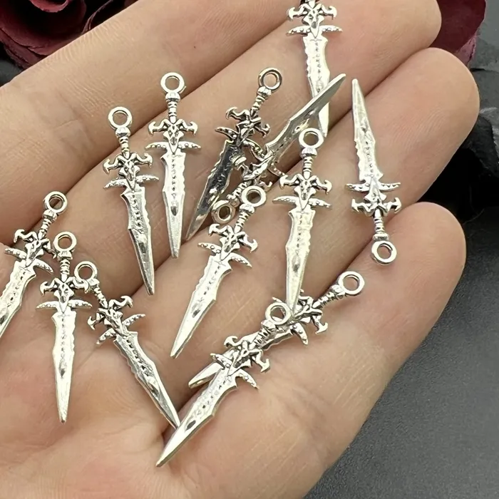 Authentic 20pcs 29*9mm Metal Mini Sword Charms Weapon Pendant for Jewelry Making DIY Handmade Craft Pendant Accessories