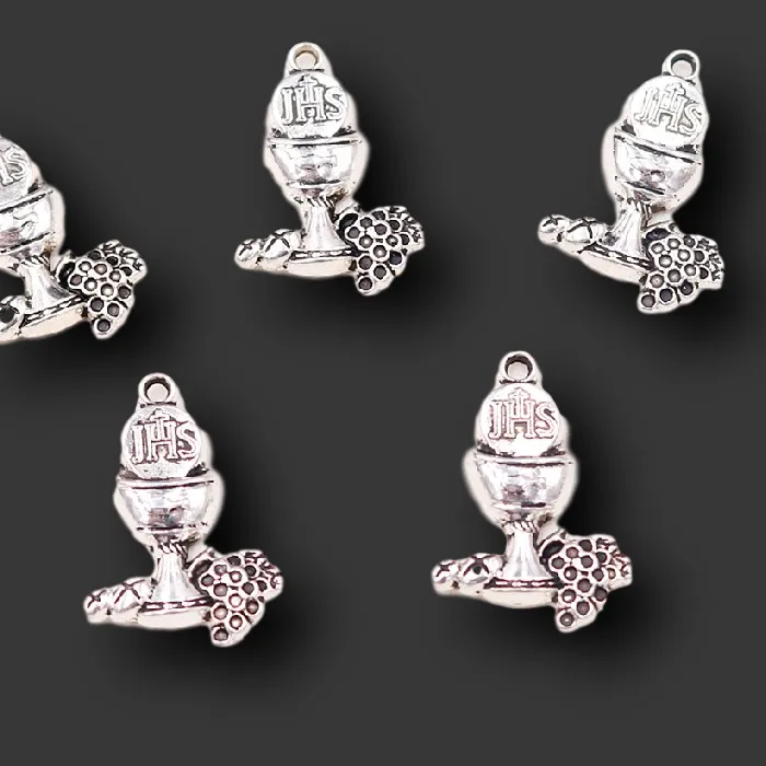 Authentic 10pcs Silver Plated JHS Charm Wine Holy Grail Metal Pendant Vintage Earring Bracelet DIY Jewelry Handicraft Making 29*20mm A2297