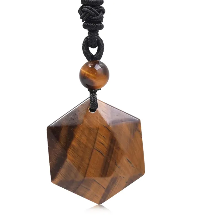 Authentic New Fashion Tiger's Eye Star Pendant Necklace Natural Stone Amethyst For Wealth Love Crystal Jewelry Comes With A Cord Necklace
