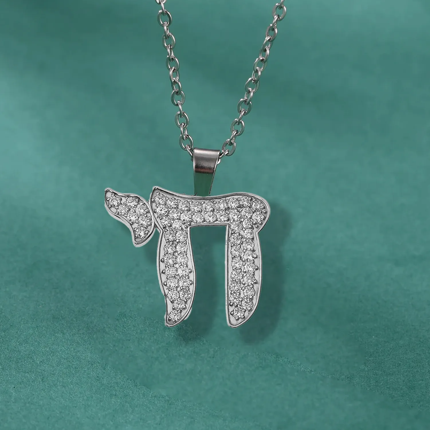 Authentic Hebrew Letter Chai Necklace Jewish Zircon Jewish Pendent Necklace for Women Religious Supernatural Amulet Jewelry Hanukkah Gift
