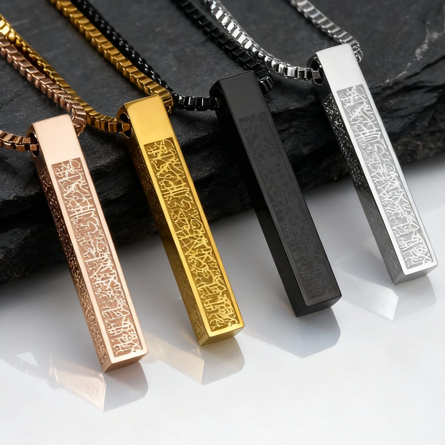Authentic Allah Arabic Vertical Necklaces for Men Women,Muslim Pendant Ayatul Kursi Necklace,Islam Eid Ramadan Islamic Jewelry Gifts