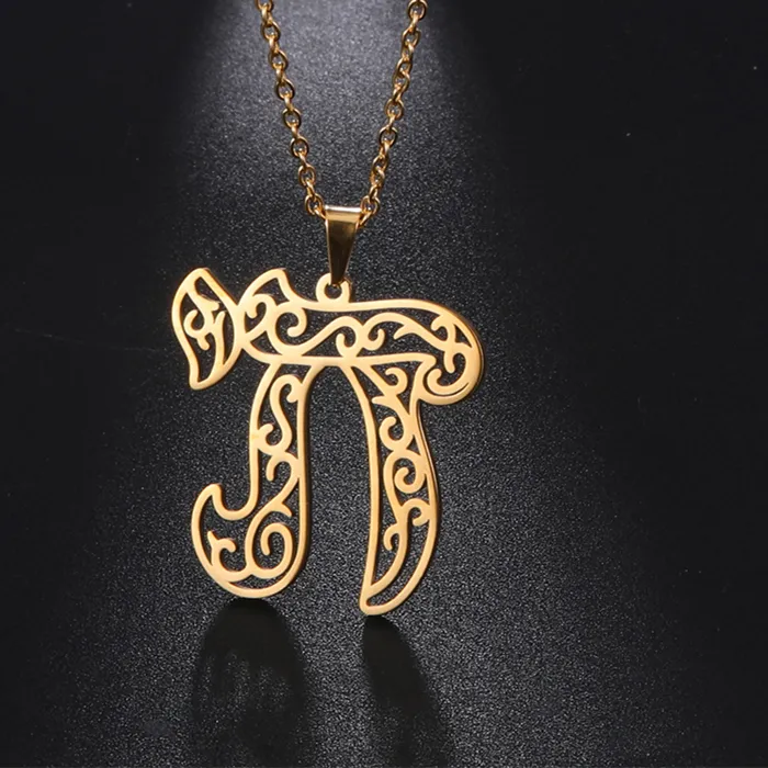 Authentic Likgreat Chai Amulet Women Men Pendant Necklaces Stainless Steel Gold Plated Jewelry Kabbalah Jewish Judaica of Charity Fortune