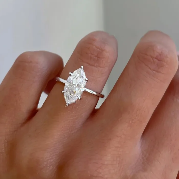 Authentic Gra 2Ct Real Marquise Moissanite Diamond Rings 925 Sterling Silver Gemstone Fine Jewelry