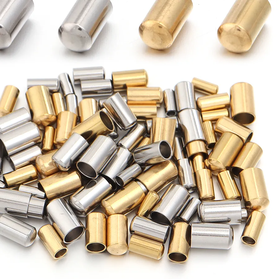 Authentic 10-20pcs/lot Stainless Steel End Caps Crimp Clasps Cord Tip DIY Leather Cord Necklace Bracelet For Jewelry Making Accessories