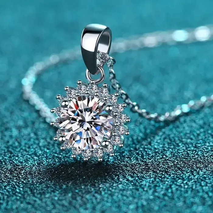 Authentic Petals of Radiant Love: Flower Moissanite Pendant